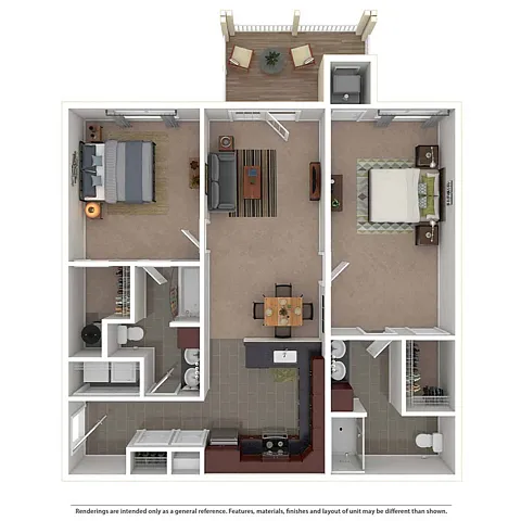Floor plan 2 Bedroom/2 Bathroom-Patio/Balcony