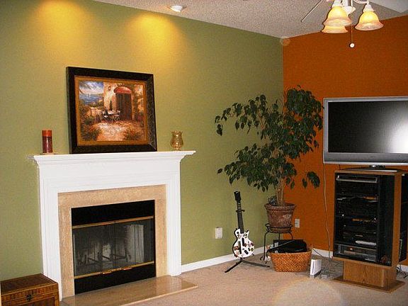 Wood buring fireplace with marble insert