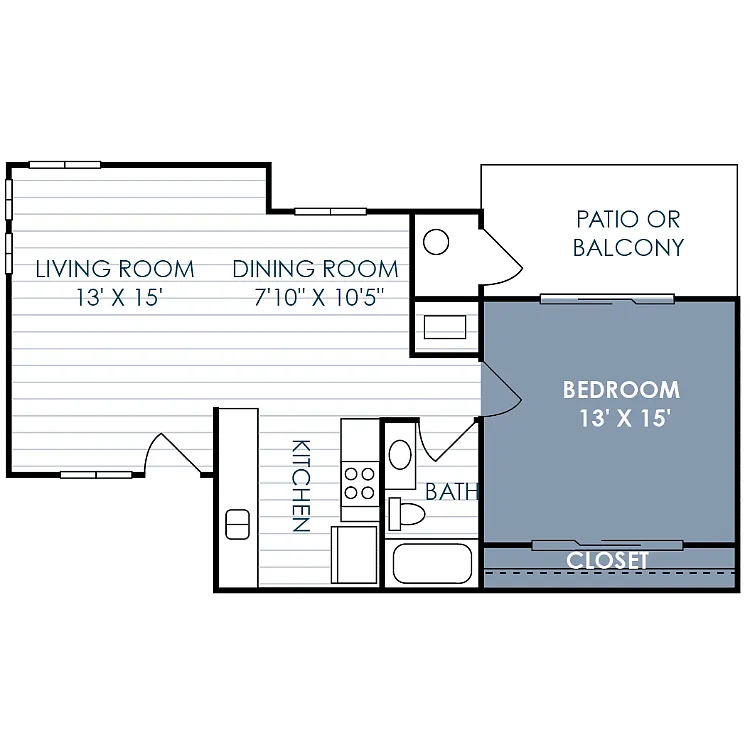 Floor plan 1 Bedroom 1 Bathroom B