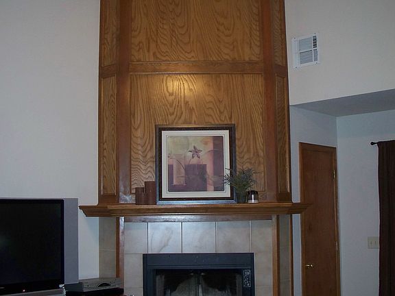 View of fireplace