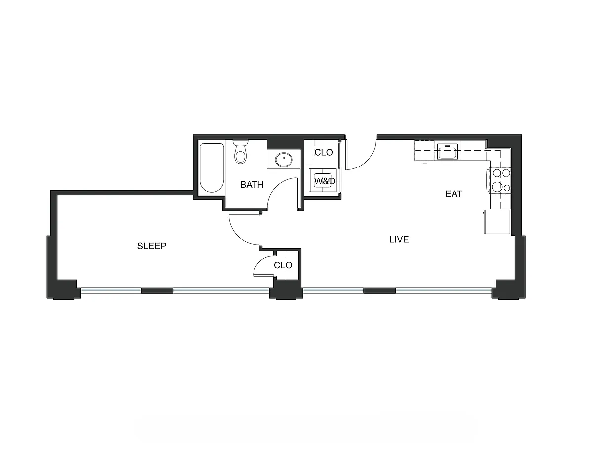 Floor plan 1x1 - A15 - Iron Flats