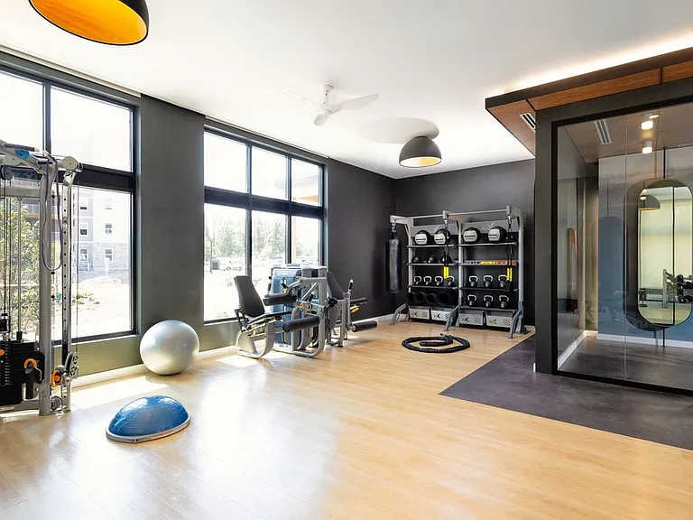 Fitness center with strength equipment