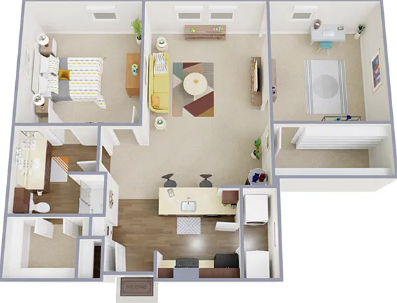 1 Bedroom, 1 Bathroom 1 Bedroom, 1 Bathroom