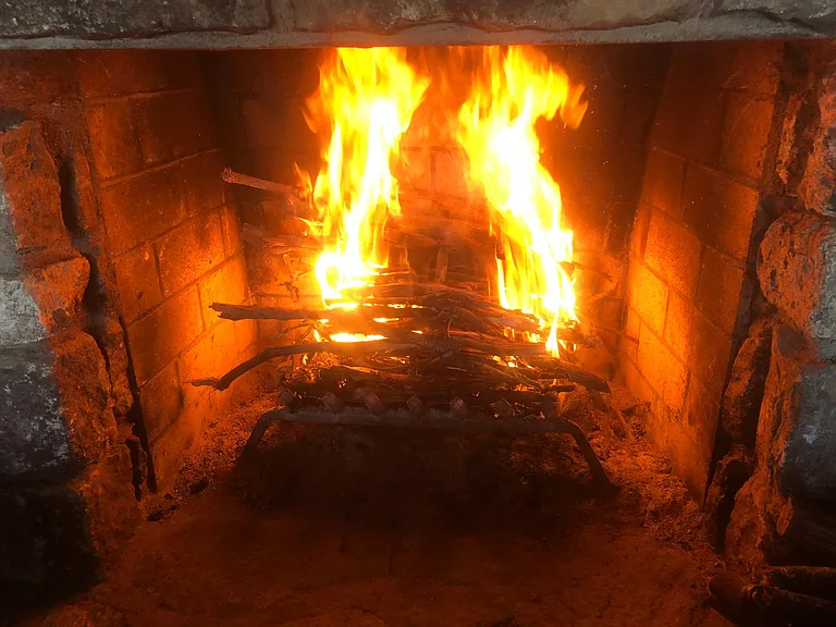 Downstairs fireplace den