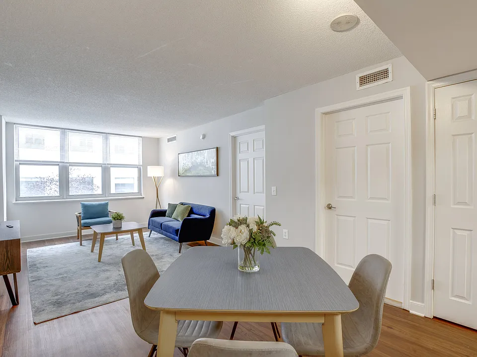 Dining and living area at West End Residences, Washington, 20037