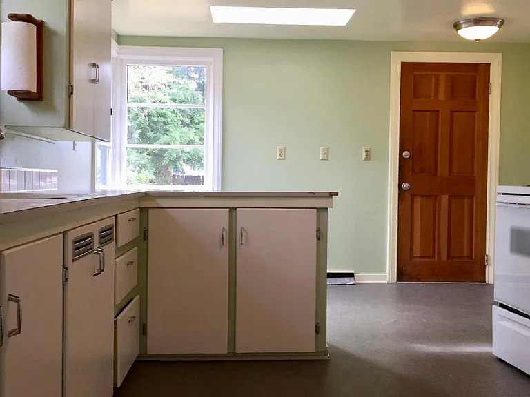 Looking into kitchen (backyard is in window)
