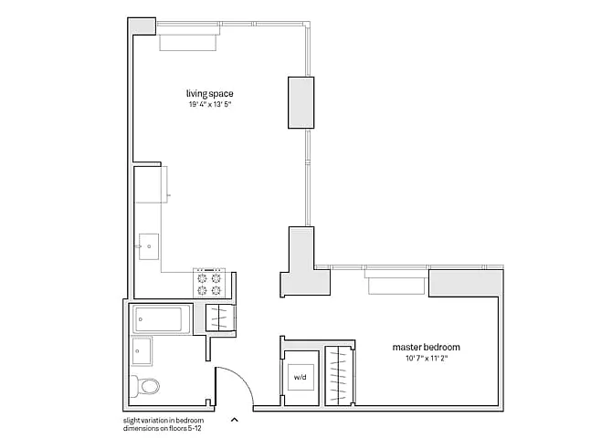 Floor plan 1 Bed/1 Bath-A7-E14-34