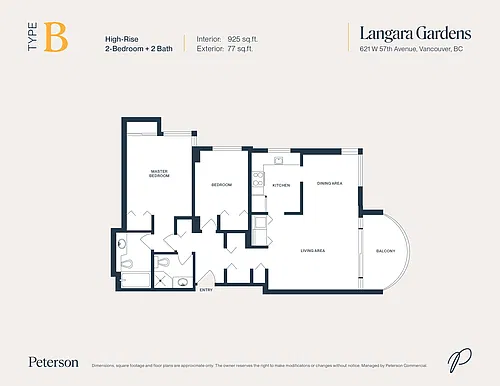 Floor plan Tower 4 Plan B 2 Bed 2 Bath