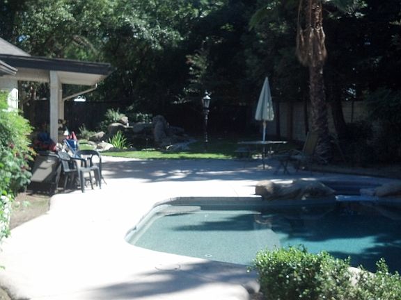 Pool view of backyard
