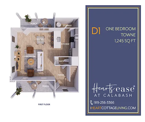 Floor plan D1 - 1 Bedroom Towne