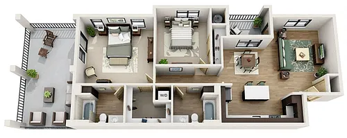 Floor plan B5 - 2 Bedroom, 2 Bath
