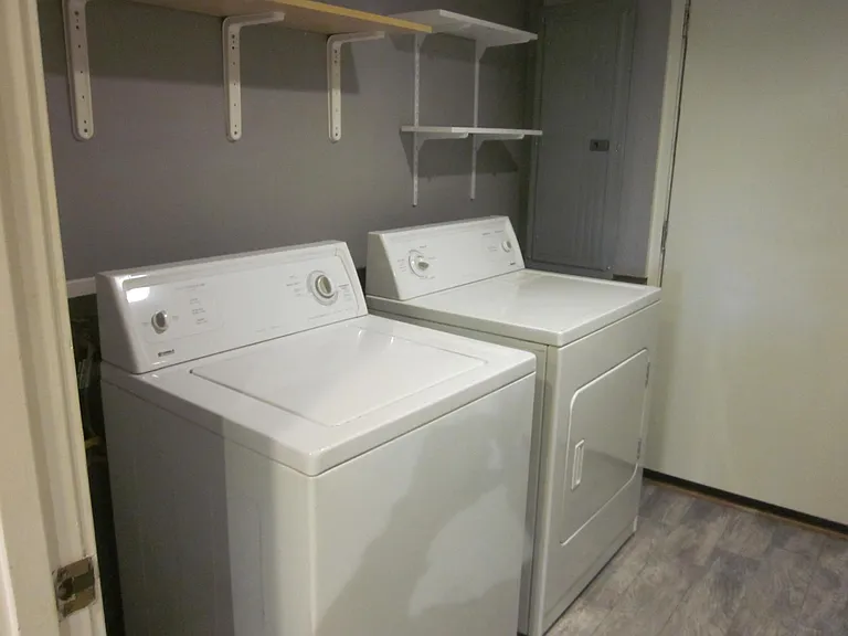 Laundry room and rear rear exit door