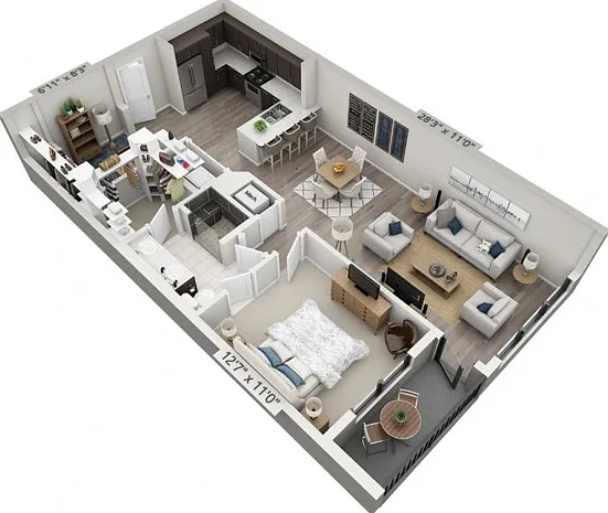 Floor plans are artist's rendering. All dimensions are approximate. Actual product and specifications may vary in dimension or detail. Not all features are available in every apartment. Prices and availability are subject to change. Floor plans are artist