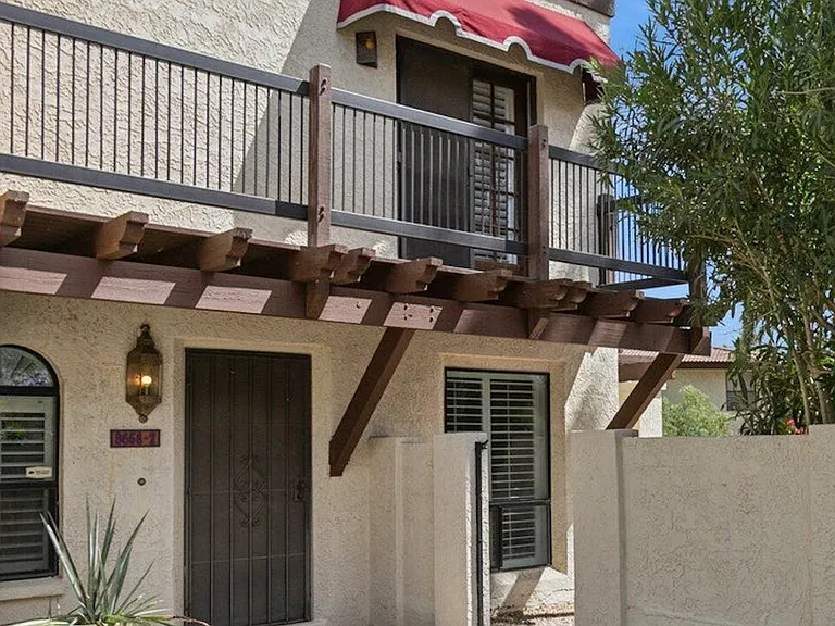 Front door, private courtyard, and balcony