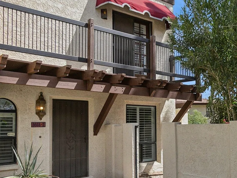 Front door, private courtyard, and balcony