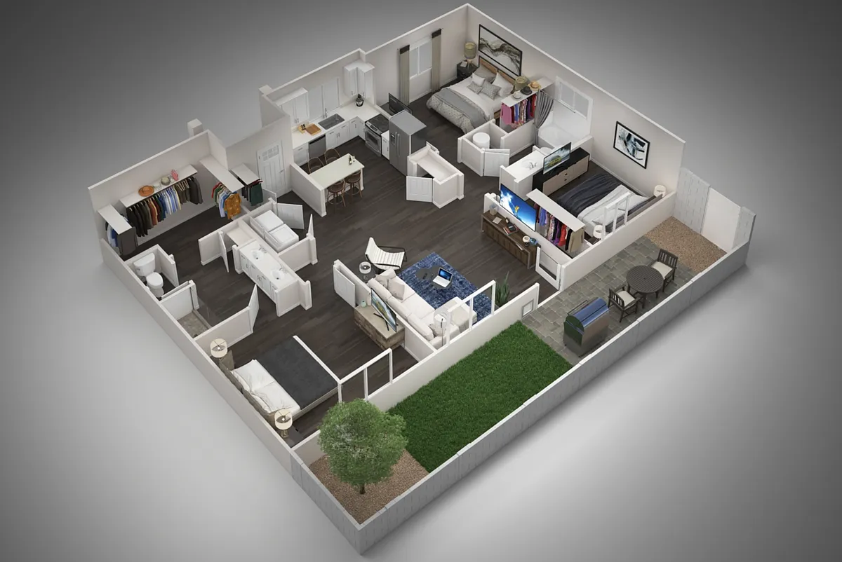 Floor plan 3 Bedroom, 2 Bathroom