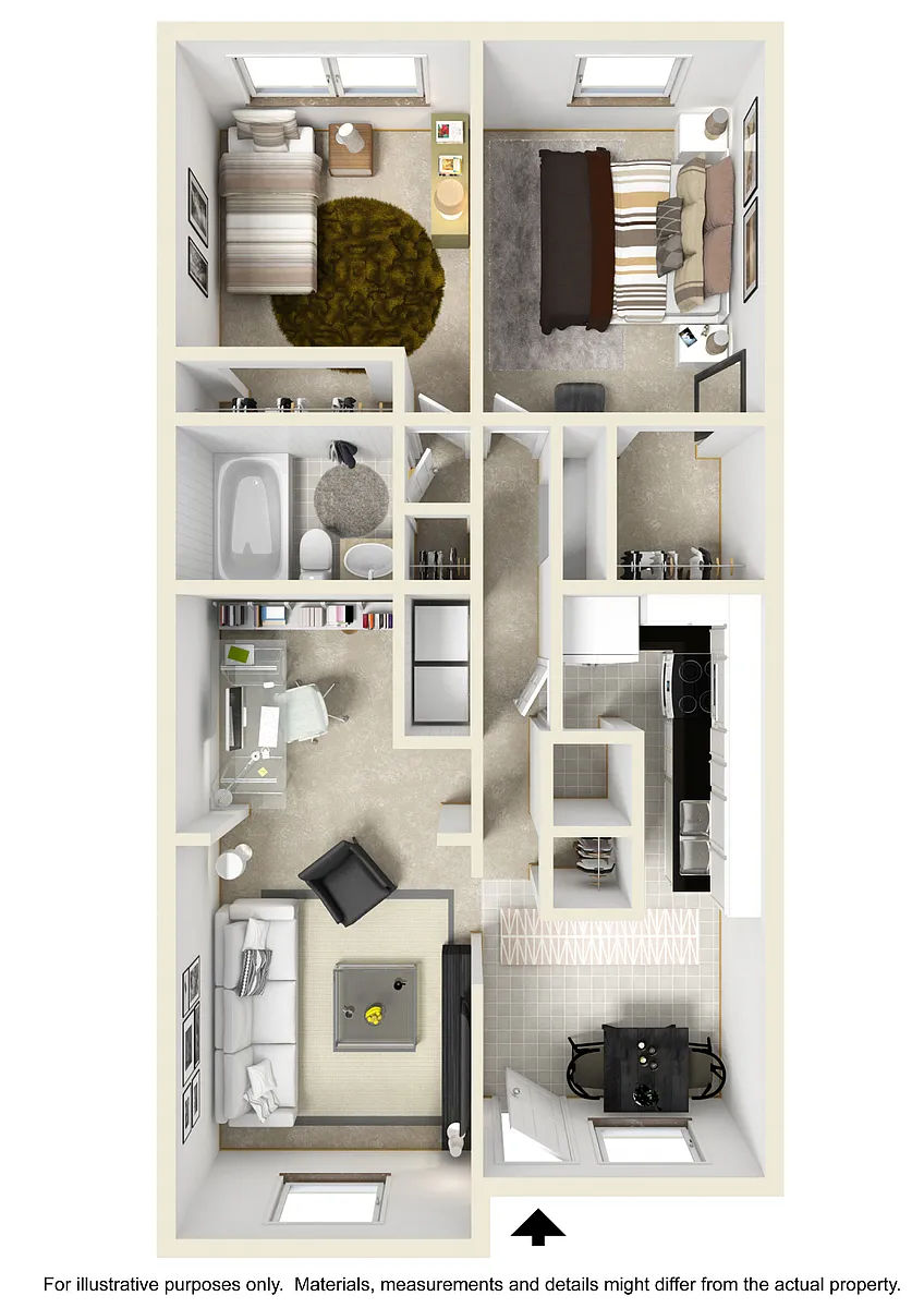 Floor plan Large 2 Bedroom 1 Bath