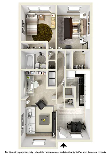 Floor plan Large 2 Bedroom 1 Bath