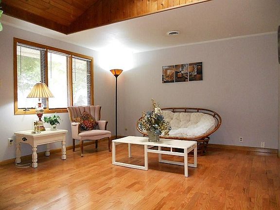 living room with skylight