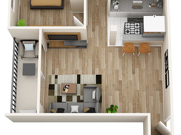 3D Floor Plan, Staged