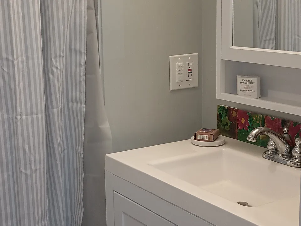 Bathroom with new shower