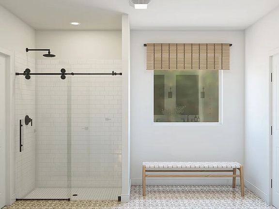 Glass shower enclosure in primary bath