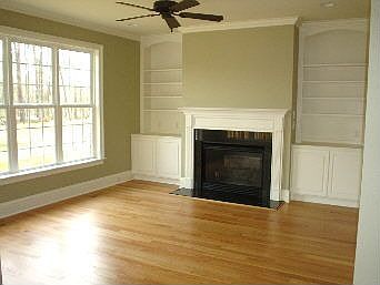 Family Room with built in bookshelves!