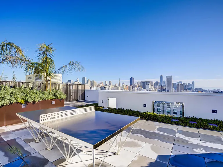 Ping-Pong table on roof deck at Vance in San Francisco, CA.