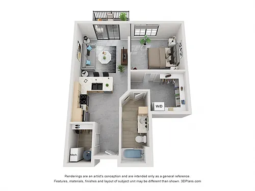 Floor plan Forge - 1 Bedroom 1 Bathroom