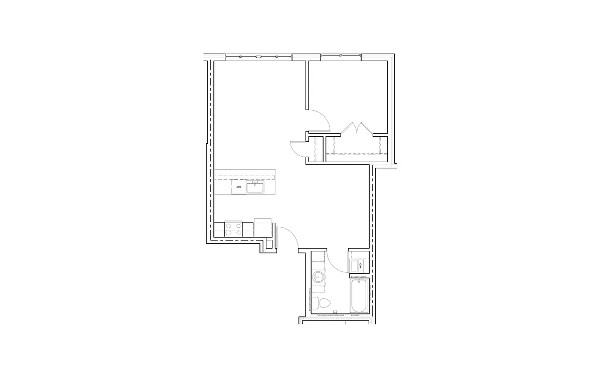 Floor plan 1 Bed/1 Bath-CI3