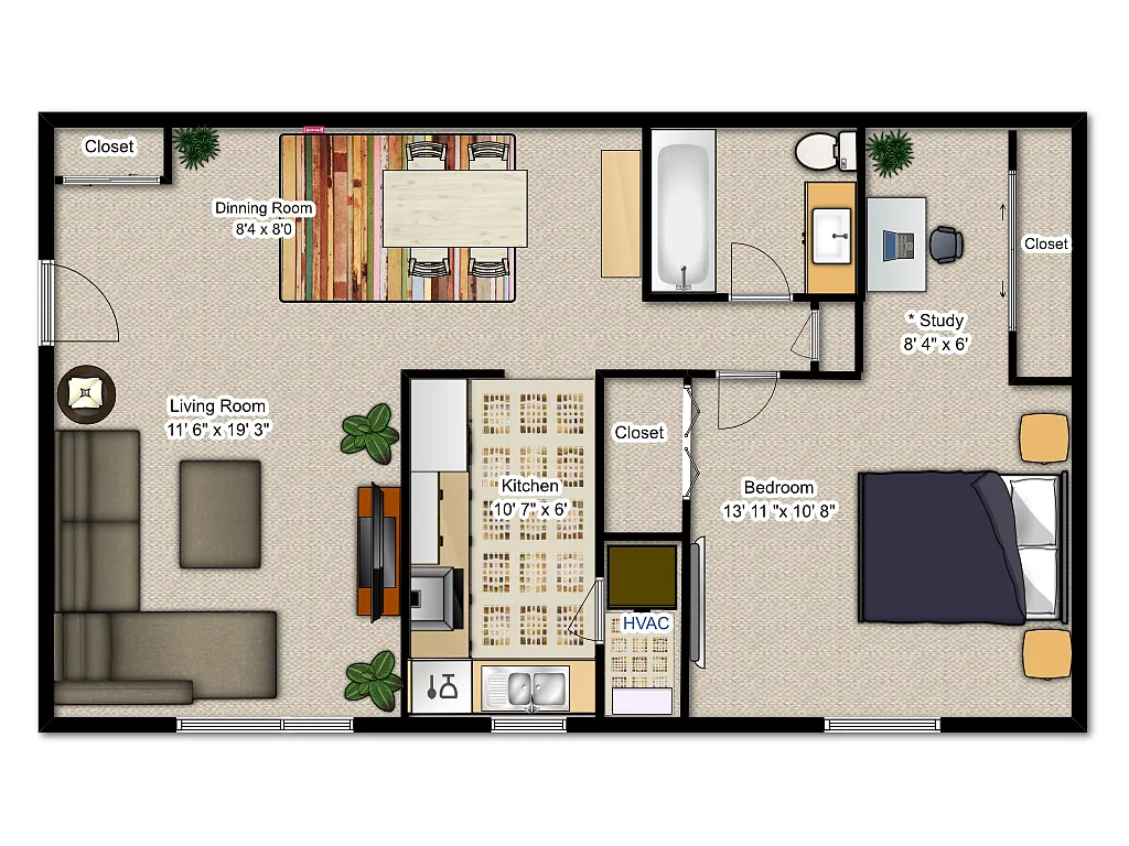 Floor plan One Bedroom Deluxe