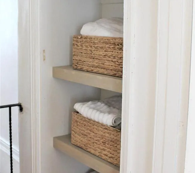 Hallway linen shelves