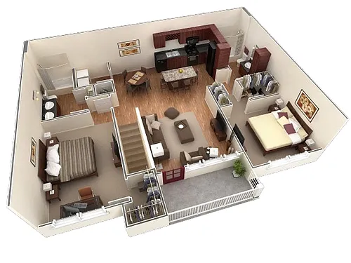 Floor plan 2 BR Grand Overlook Garage