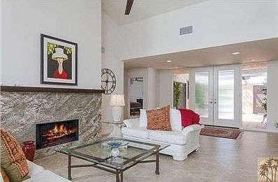 Living area with fireplace