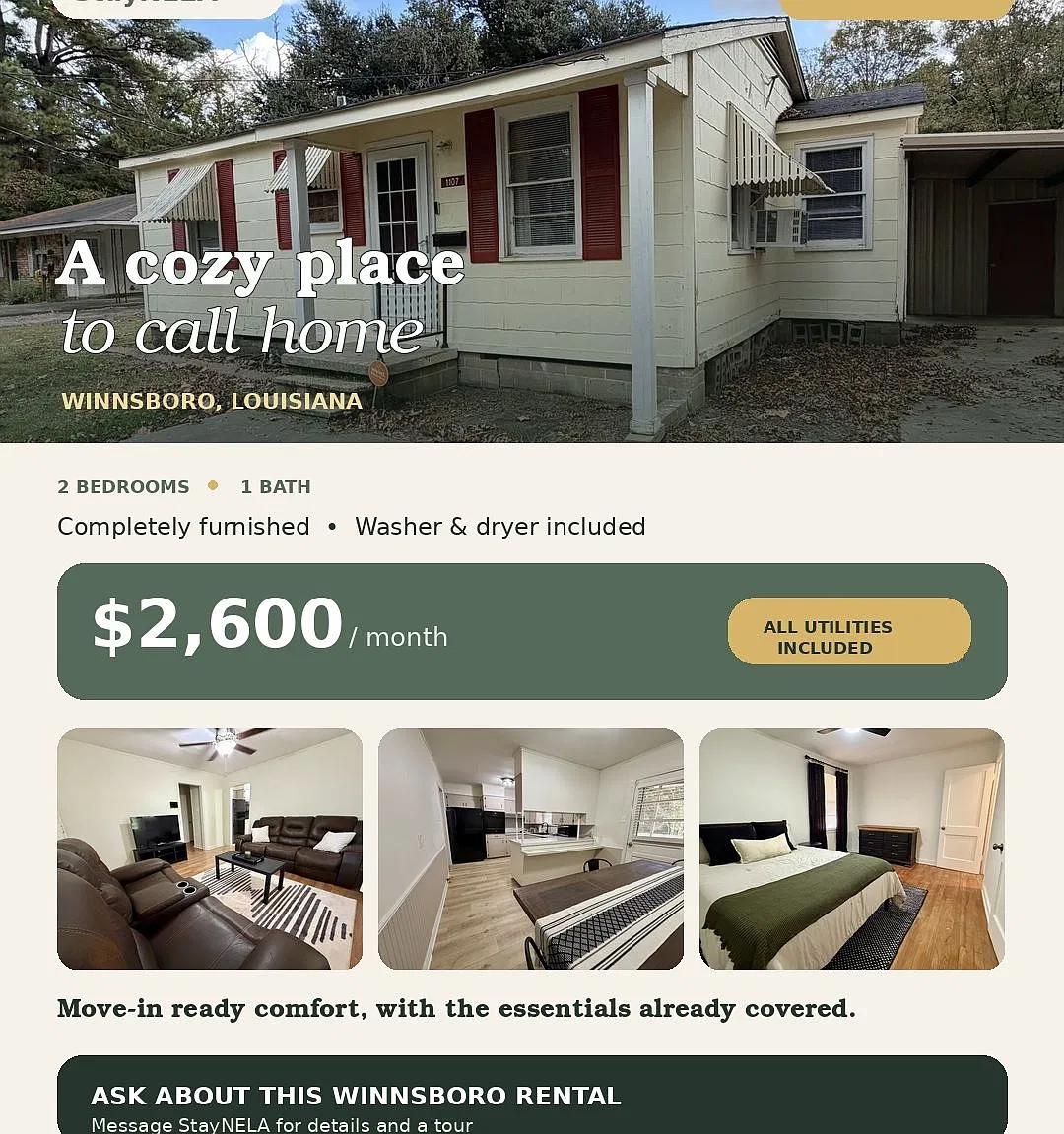 Meta-2-Bedroom 1-Bath Furnished with all Utilities — Photo 1
