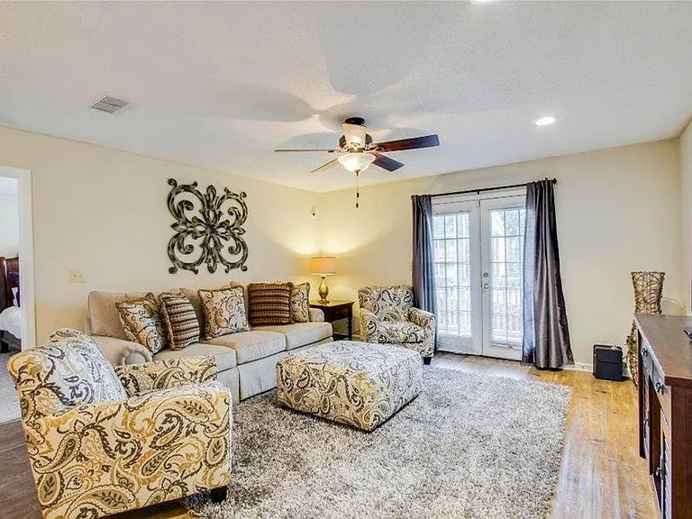 Living room with patio doors