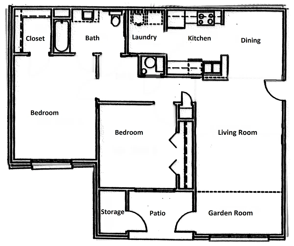 Floor plan 2 Bedroom 1 Bath