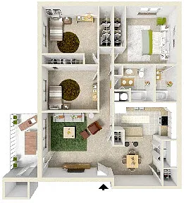 Floor plan 3 Bedroom 2 Bath