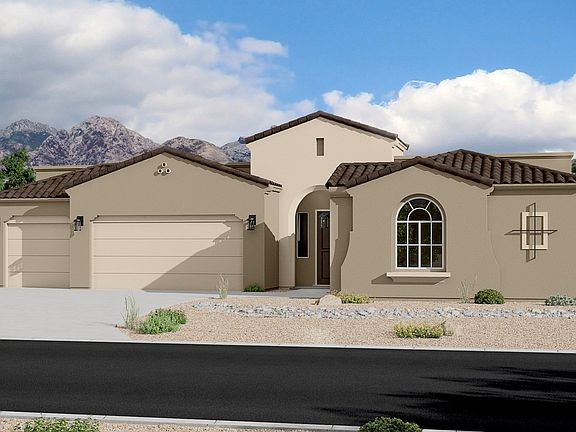 Spanish Elevation - 4 Car Garage