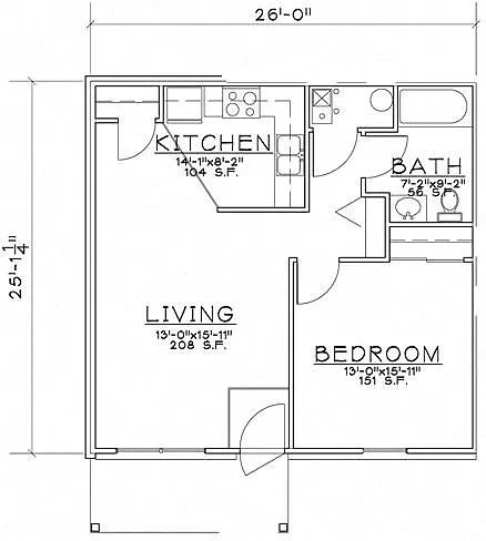 Floor plan 1 Bedroom Unit