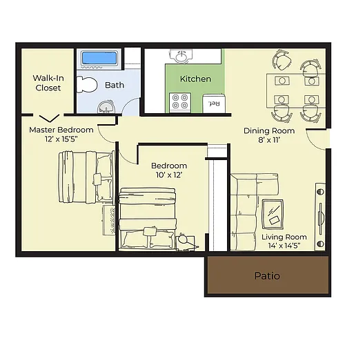 Floor plan Two Bedroom Dog Friendly