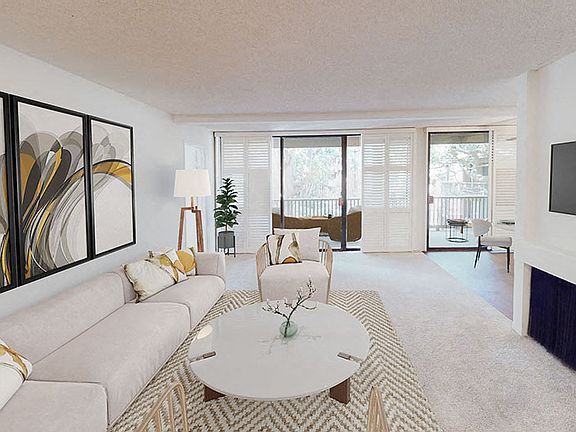 Living room of three bedroom apartment at Mariners Village