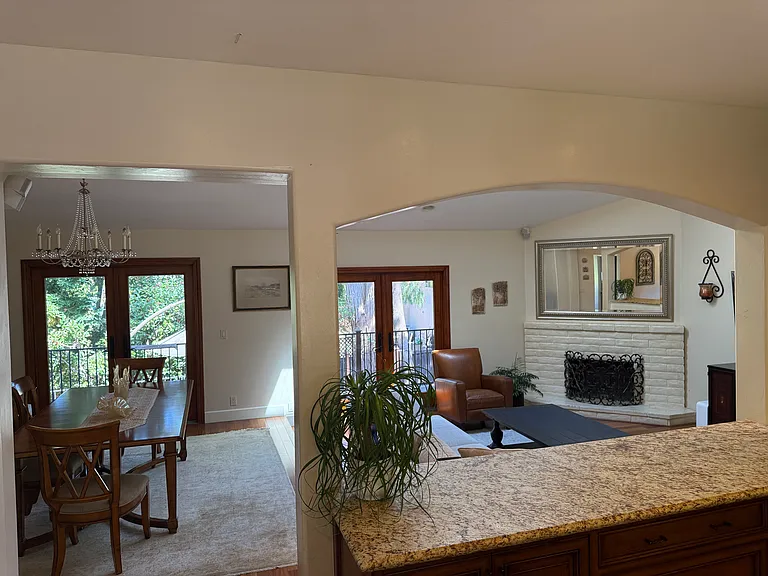 Dual French Doors Living Room Dinning Room
