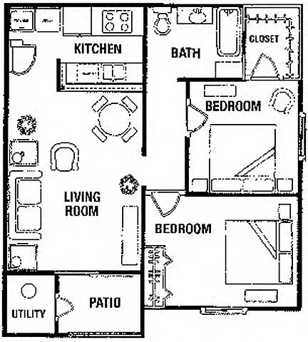 Floor plan 2 Bedroom / 1 Bathroom