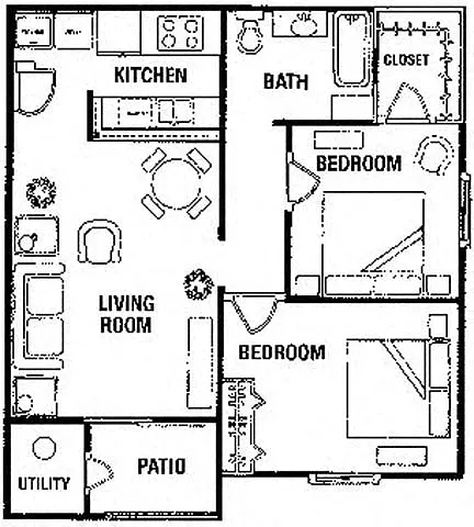 Floor plan 2 Bedroom / 1 Bathroom