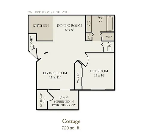 Floor plan 1Bed/1Bath Standard