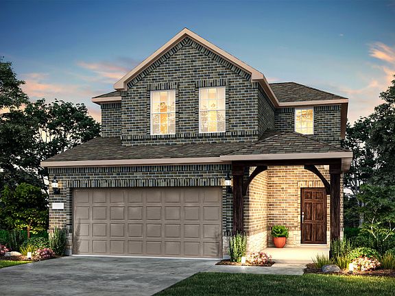 The Harrison, a two-story home with 2-car garage, shown with Home Exterior V