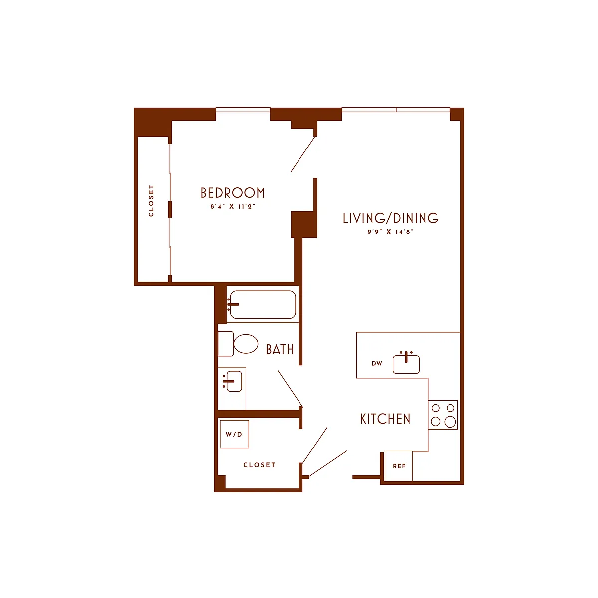 Floor plan 1 Bed/1 Bath-B8