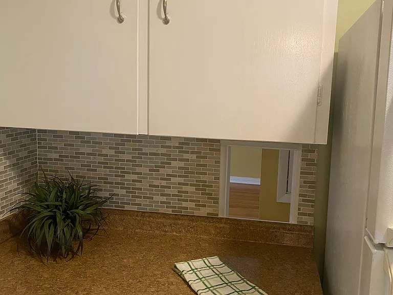vintage original phone nook in kitchen