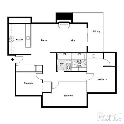 Floor plan 3 Bed 2 Bath